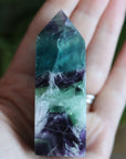 Rainbow fluorite tower with calcite snowflakes 13 new