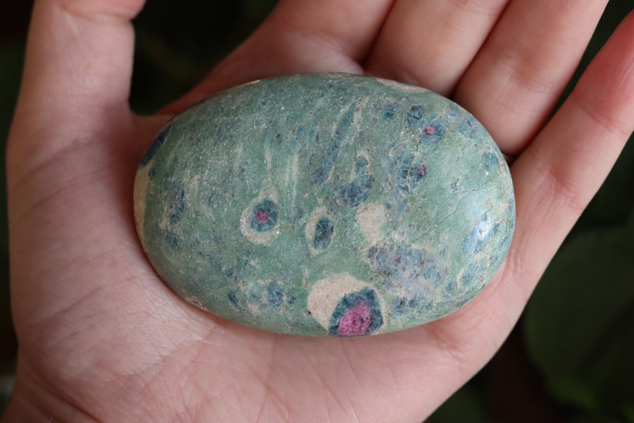 Ruby in fuchsite and kyanite pocket stone 2 new