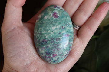 Ruby in fuchsite and kyanite pocket stone 3 new