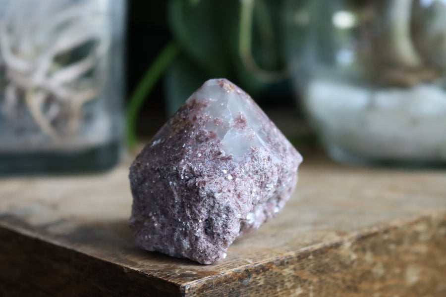 Semi polished lepidolite tower 2