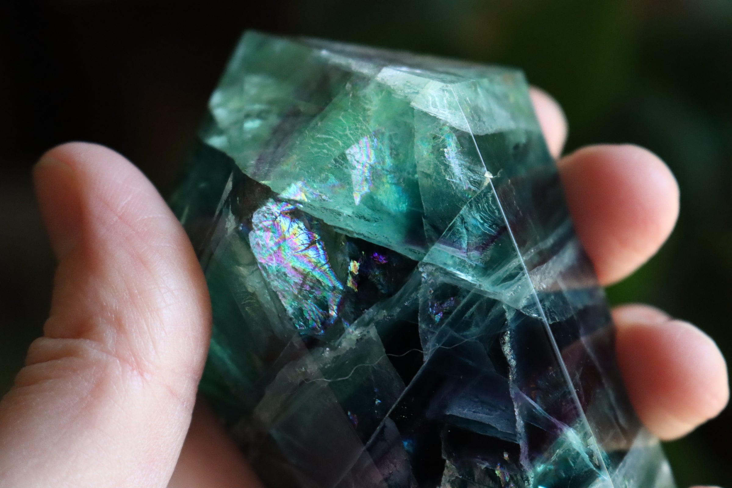 Chunky rainbow fluorite tower 8