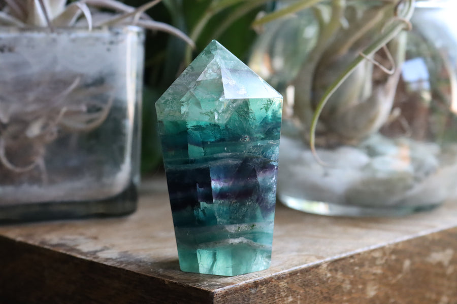 Chunky rainbow fluorite tower 8