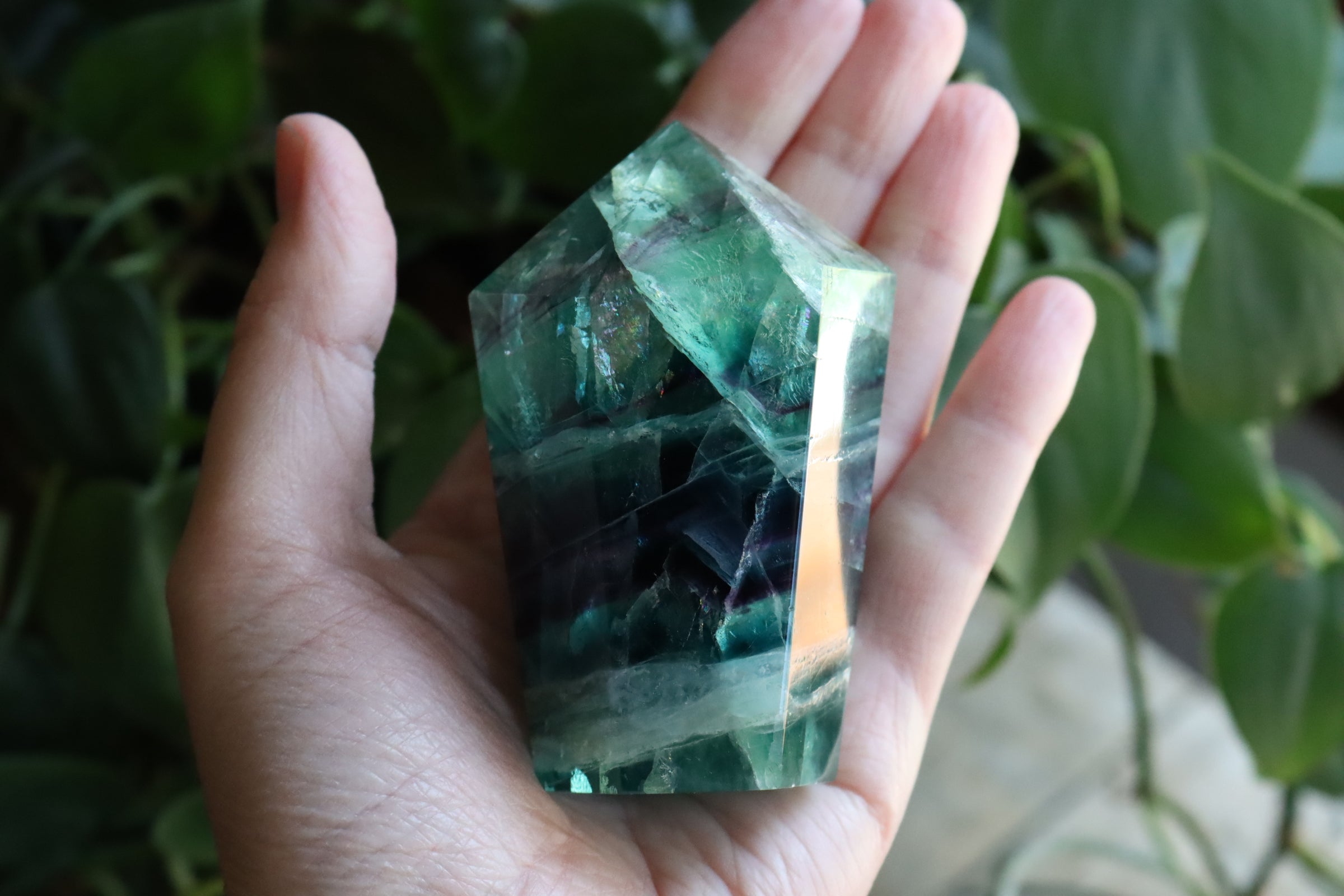 Chunky rainbow fluorite tower 8