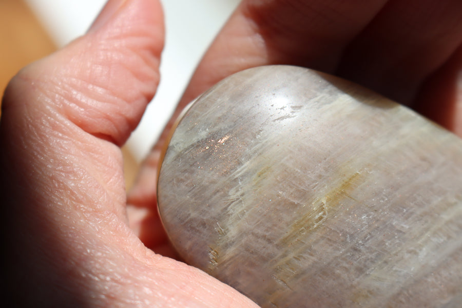 Moonstone/sunstone pocket stone 13