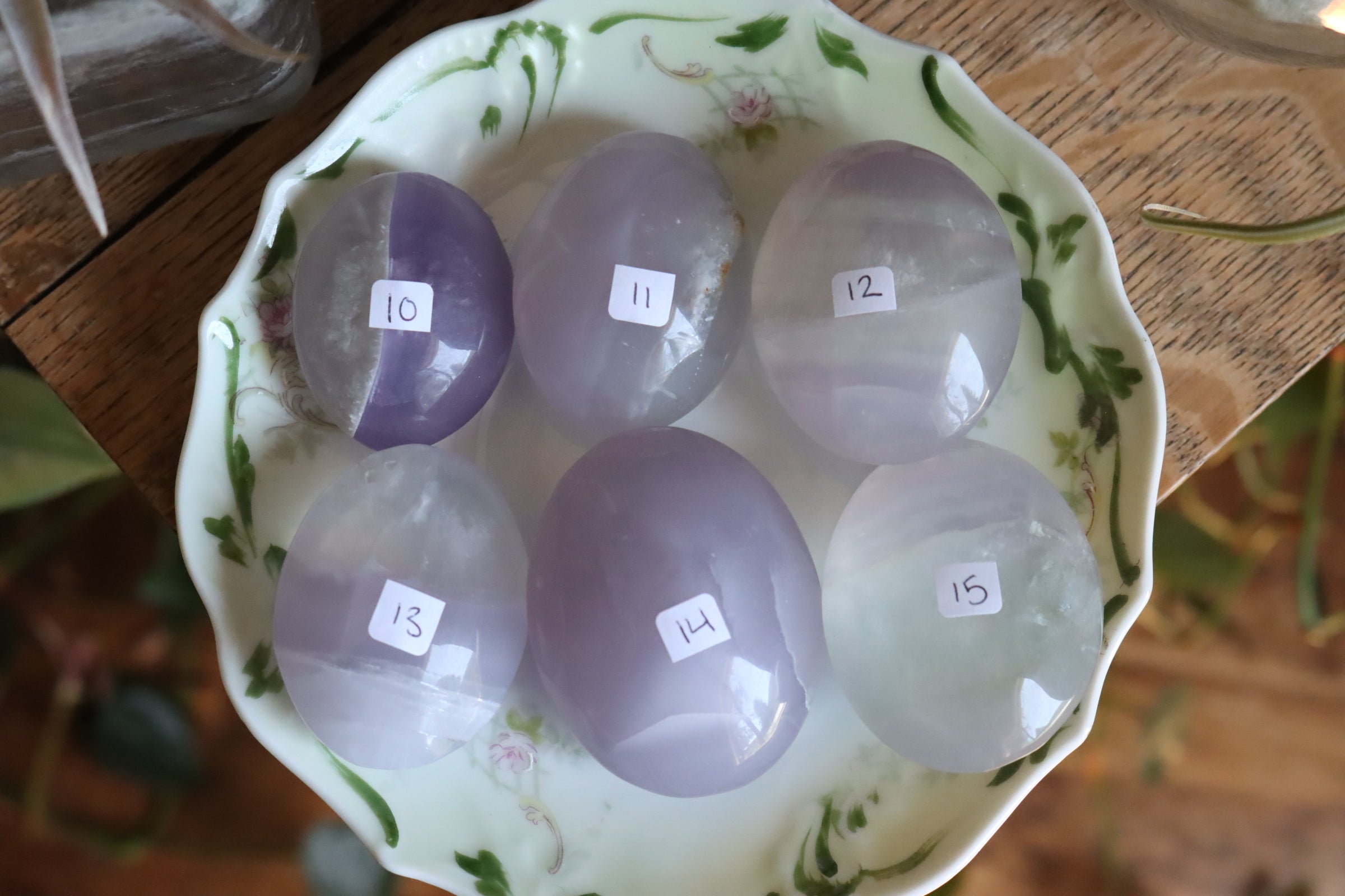 Lavender fluorite pocket stone