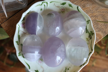 Lavender fluorite pocket stone