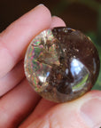Smoky quartz sphere with rainbow inclusions 1, new
