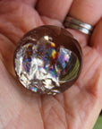 Smoky quartz sphere with rainbow inclusions 2, new