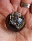 Smoky quartz sphere with rainbow inclusions 4, new