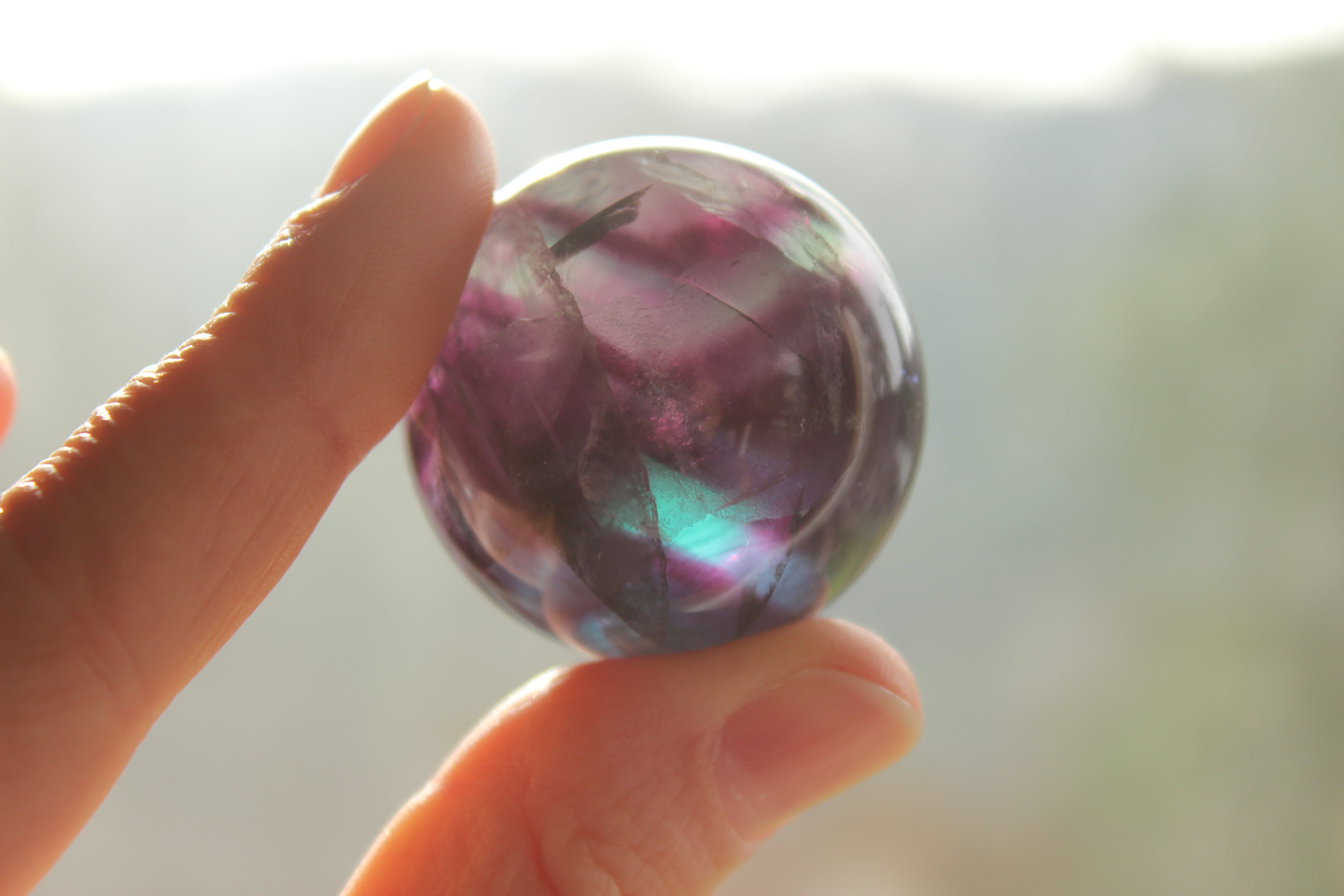 Rainbow fluorite sphere 6, new