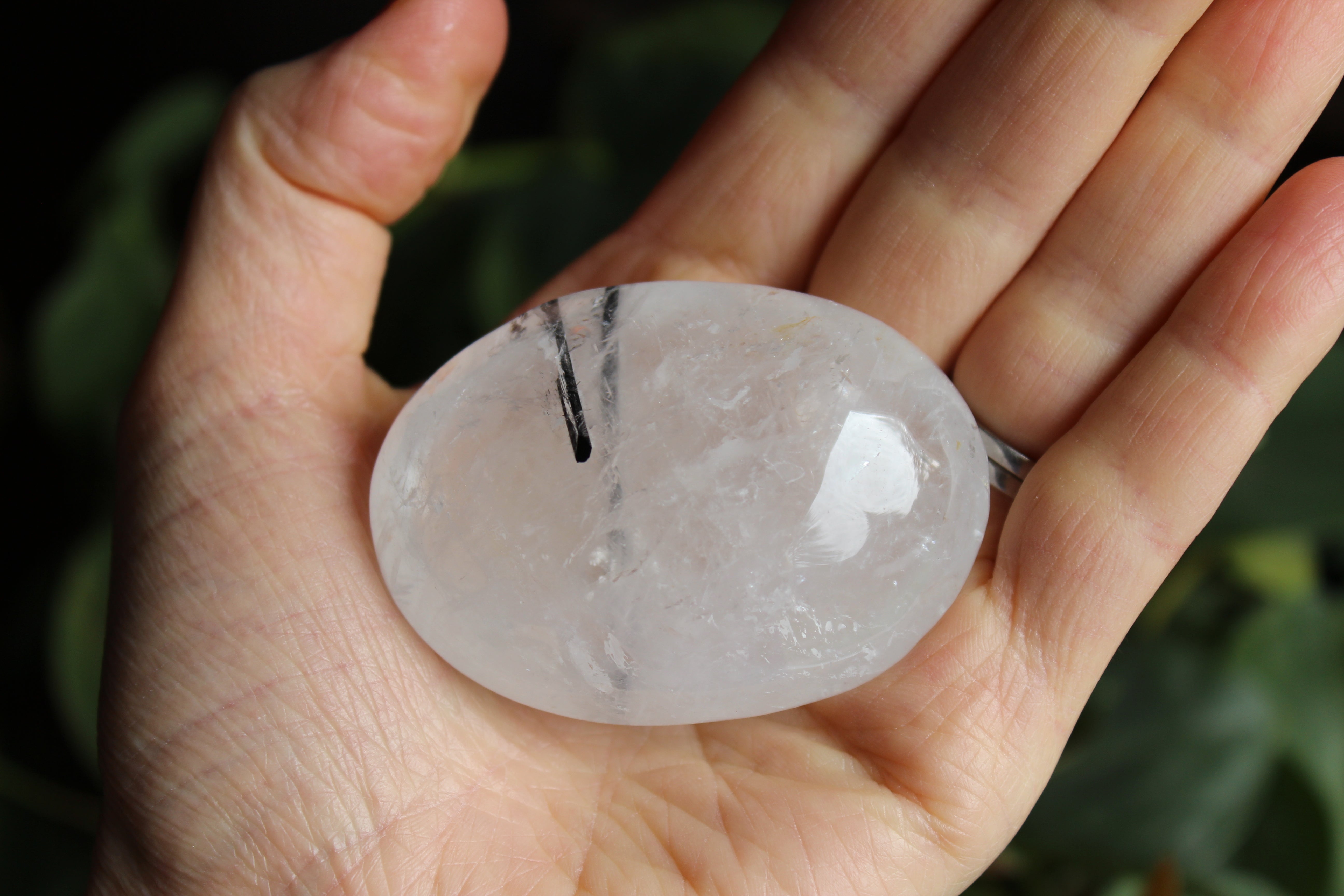 Quartz black tourmaline pocket stone 1, new