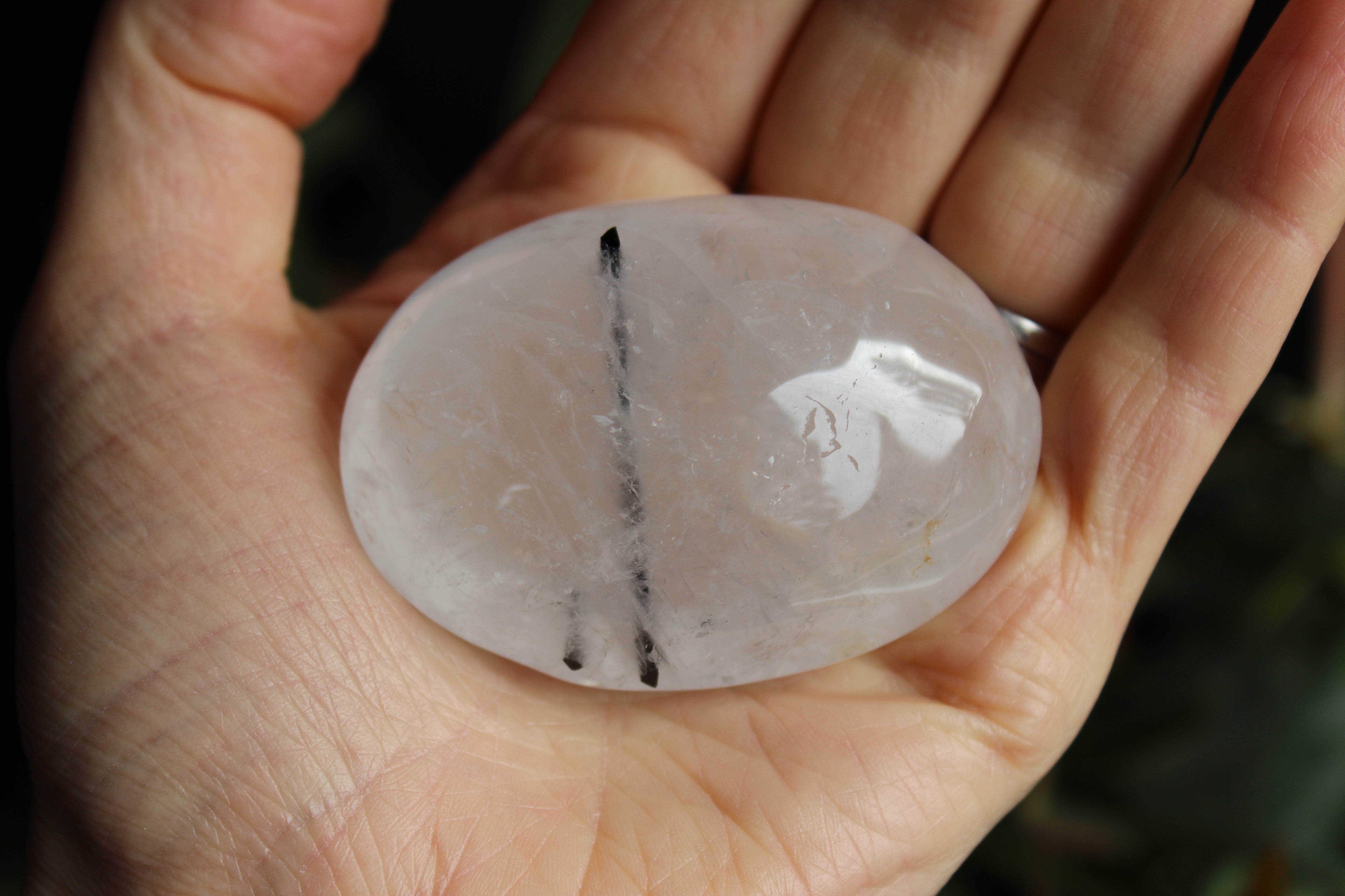 Quartz black tourmaline pocket stone 1, new