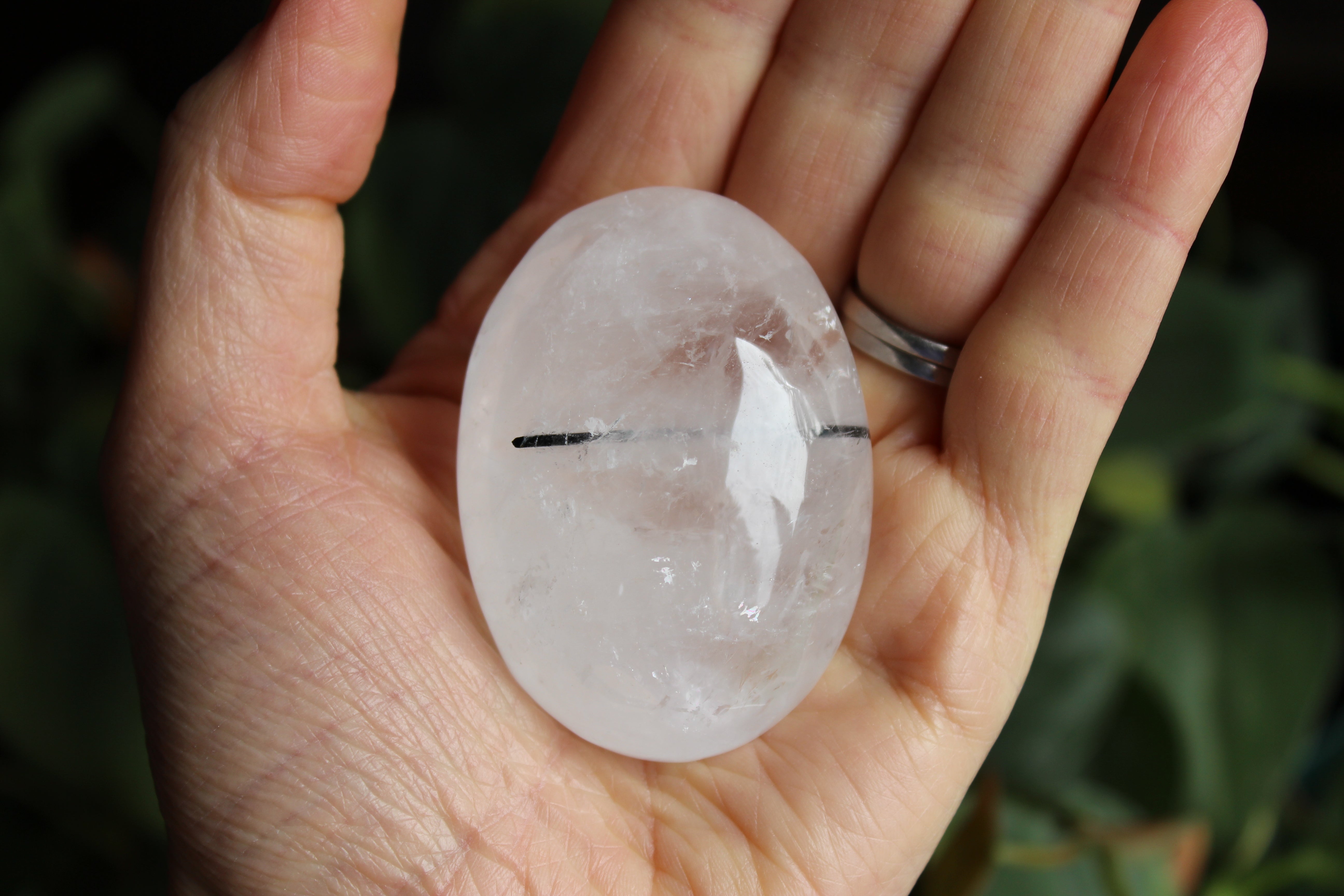 Quartz black tourmaline pocket stone 2, new
