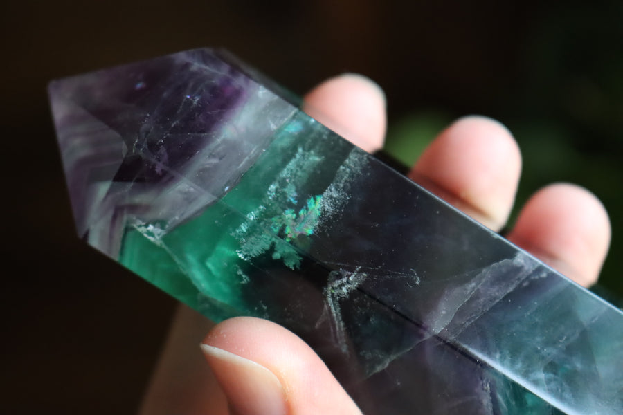 Rainbow fluorite tower 2