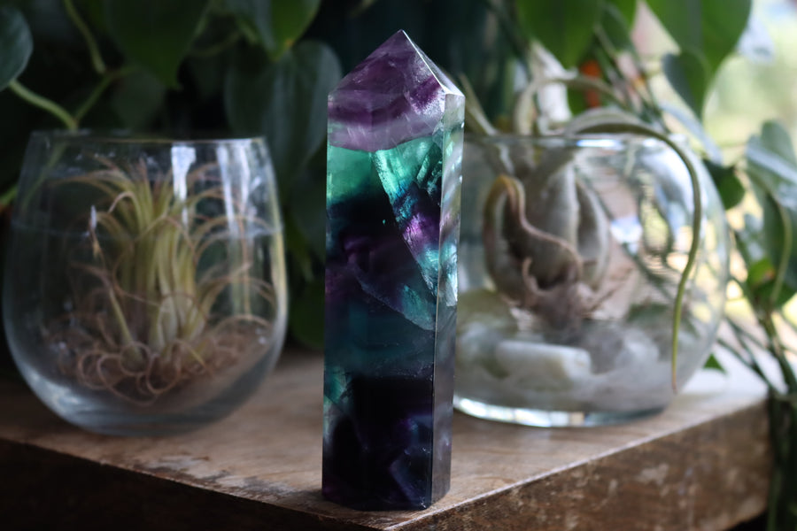 Rainbow fluorite tower 2