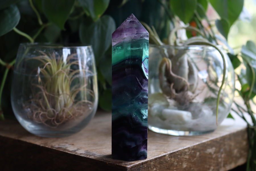 Rainbow fluorite tower 2
