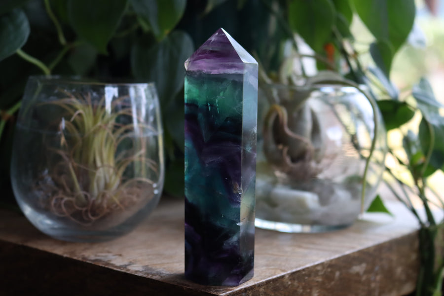 Rainbow fluorite tower 2