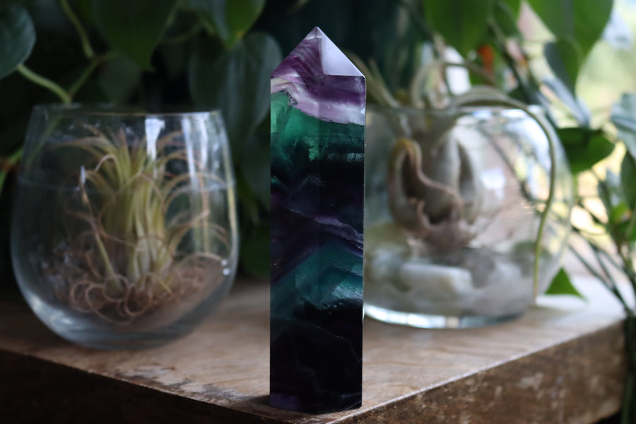 Rainbow fluorite tower 2
