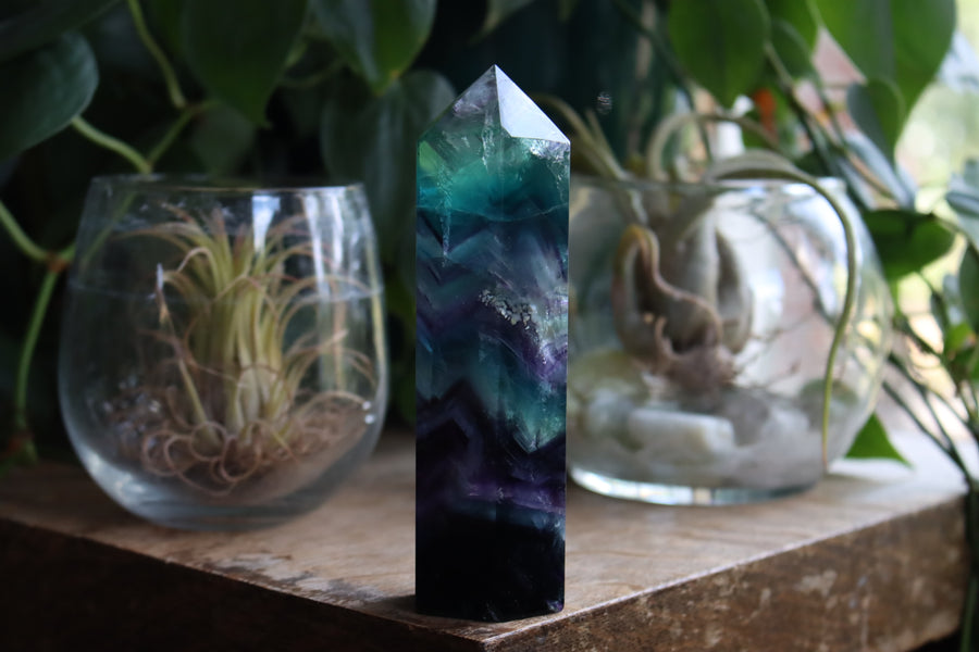 Rainbow fluorite tower 3