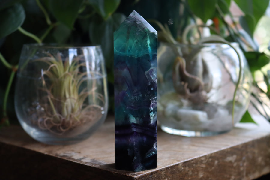 Rainbow fluorite tower 3