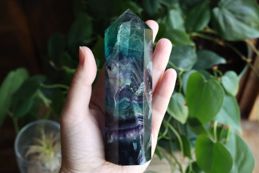 Rainbow fluorite tower 3