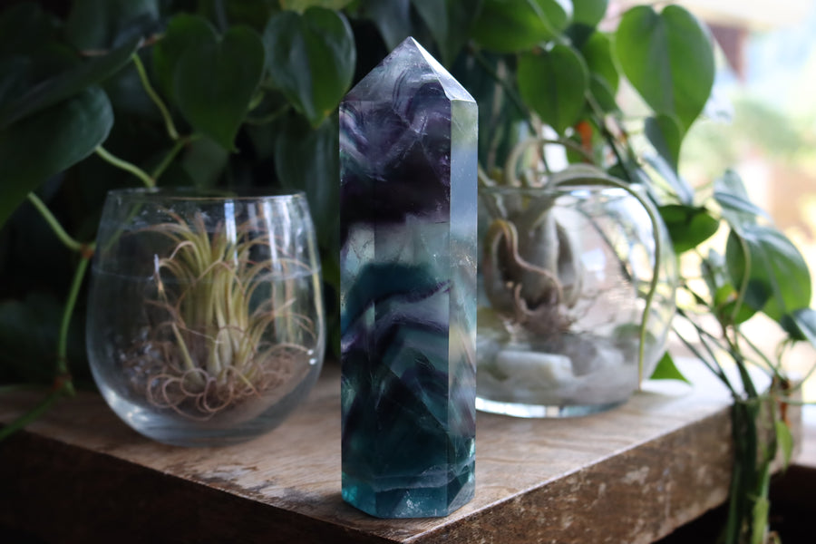 Rainbow fluorite tower 6