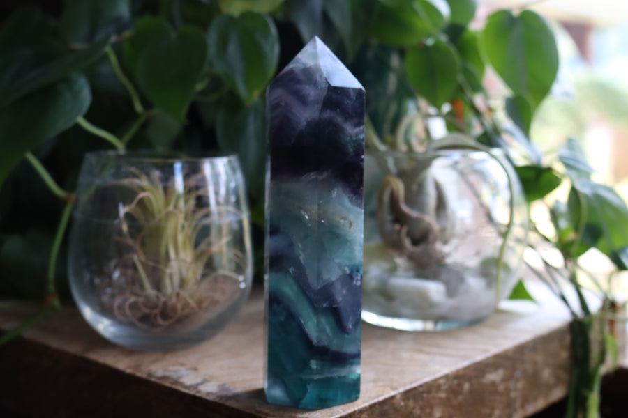 Rainbow fluorite tower 6