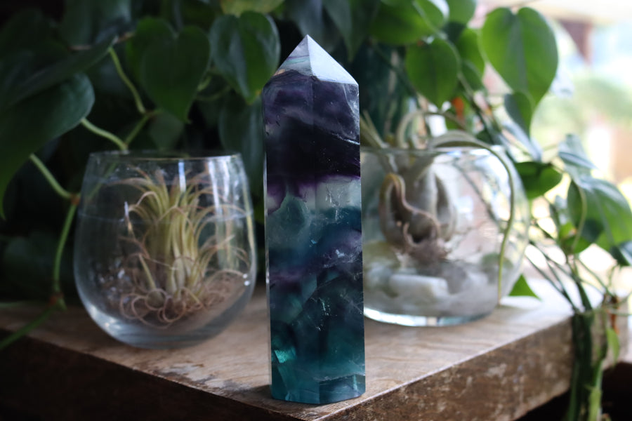 Rainbow fluorite tower 6