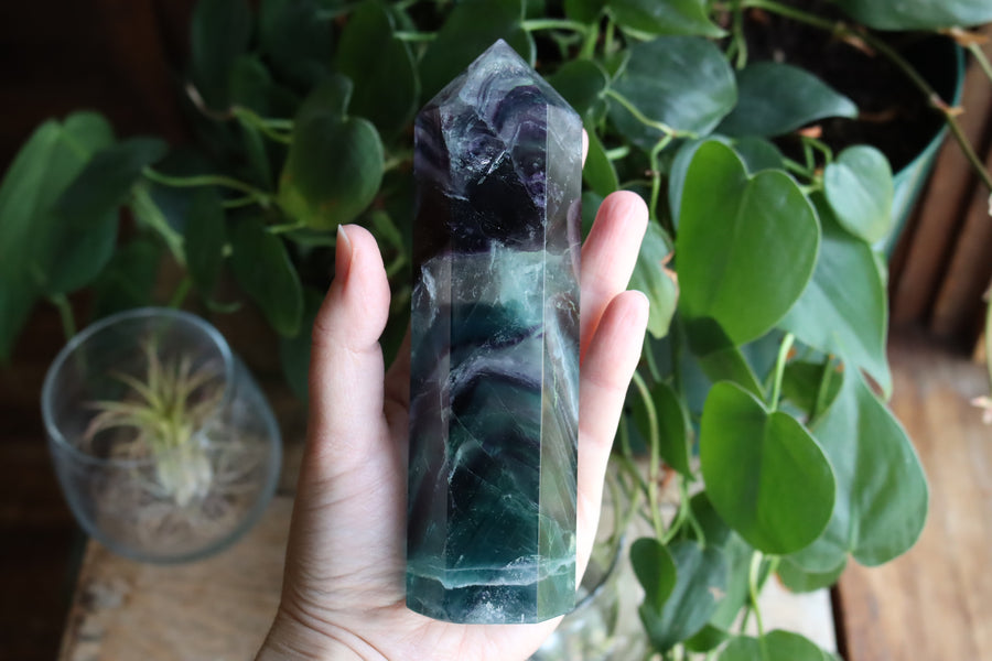 Rainbow fluorite tower 6
