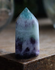 Fluorite tower with calcite snowflakes 2