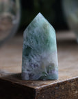 Fluorite tower with calcite snowflakes 3