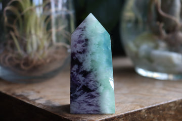 Fluorite tower with calcite snowflakes 6