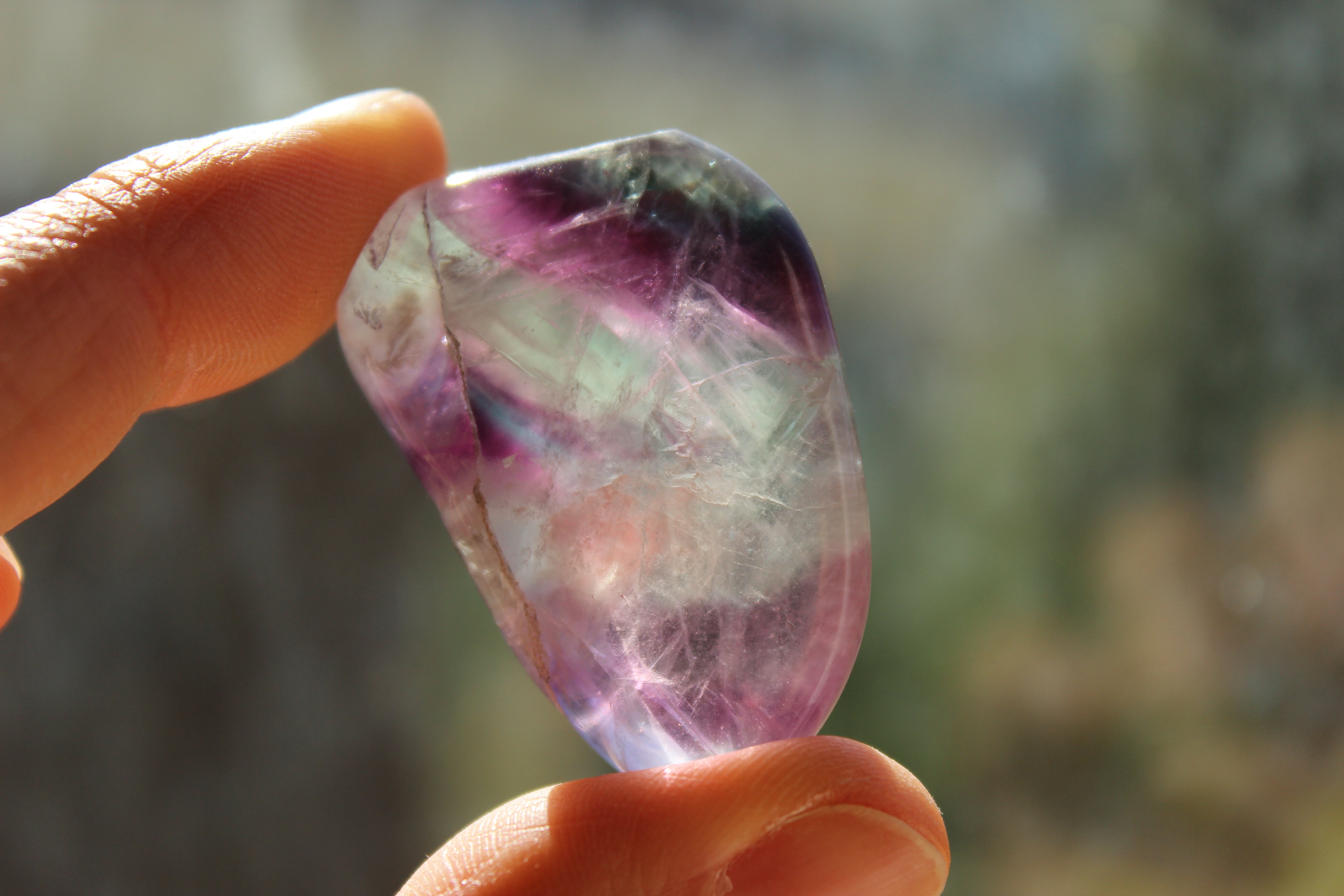 Large rainbow fluorite tumbled stone 1, new