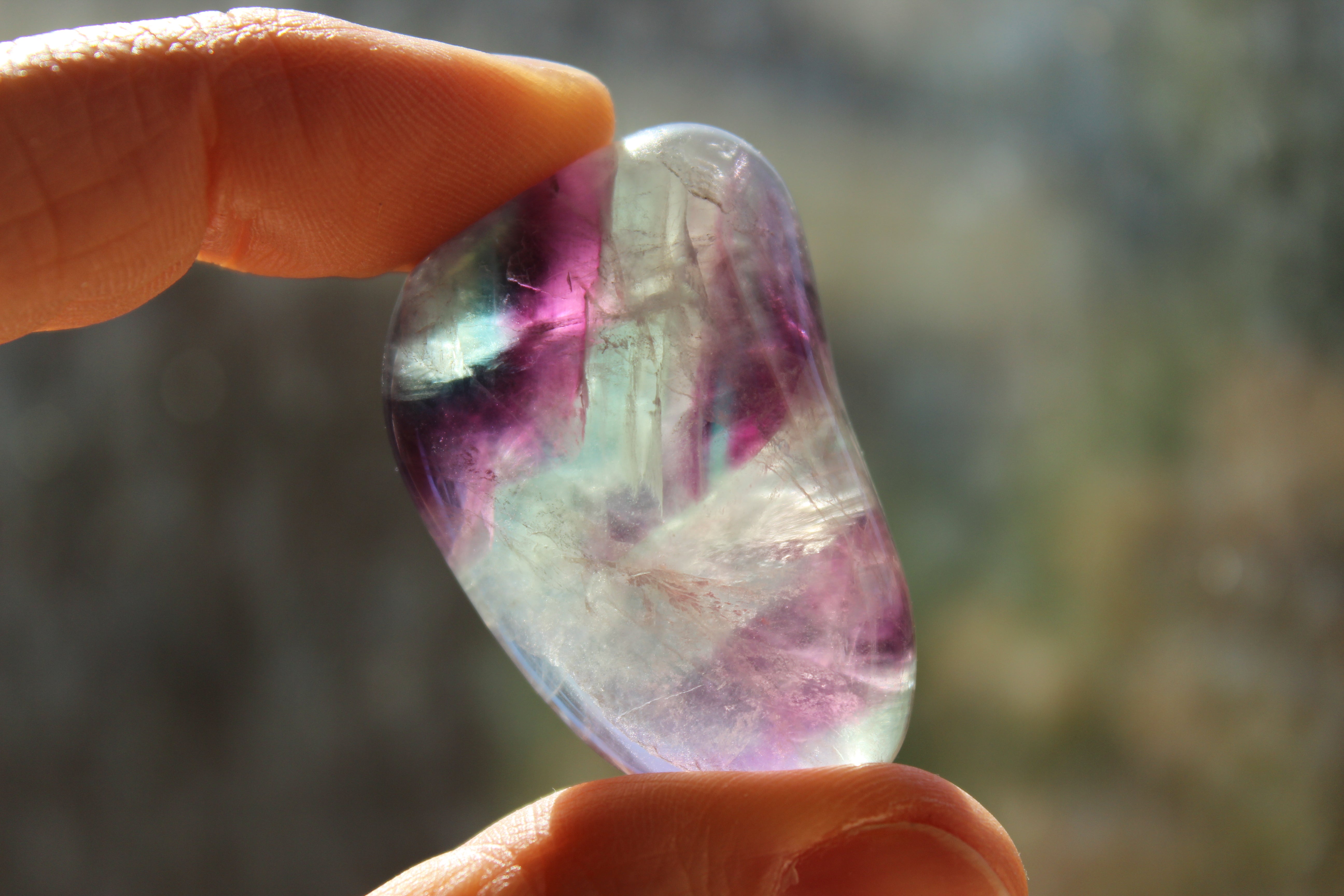 Large rainbow fluorite tumbled stone 1, new