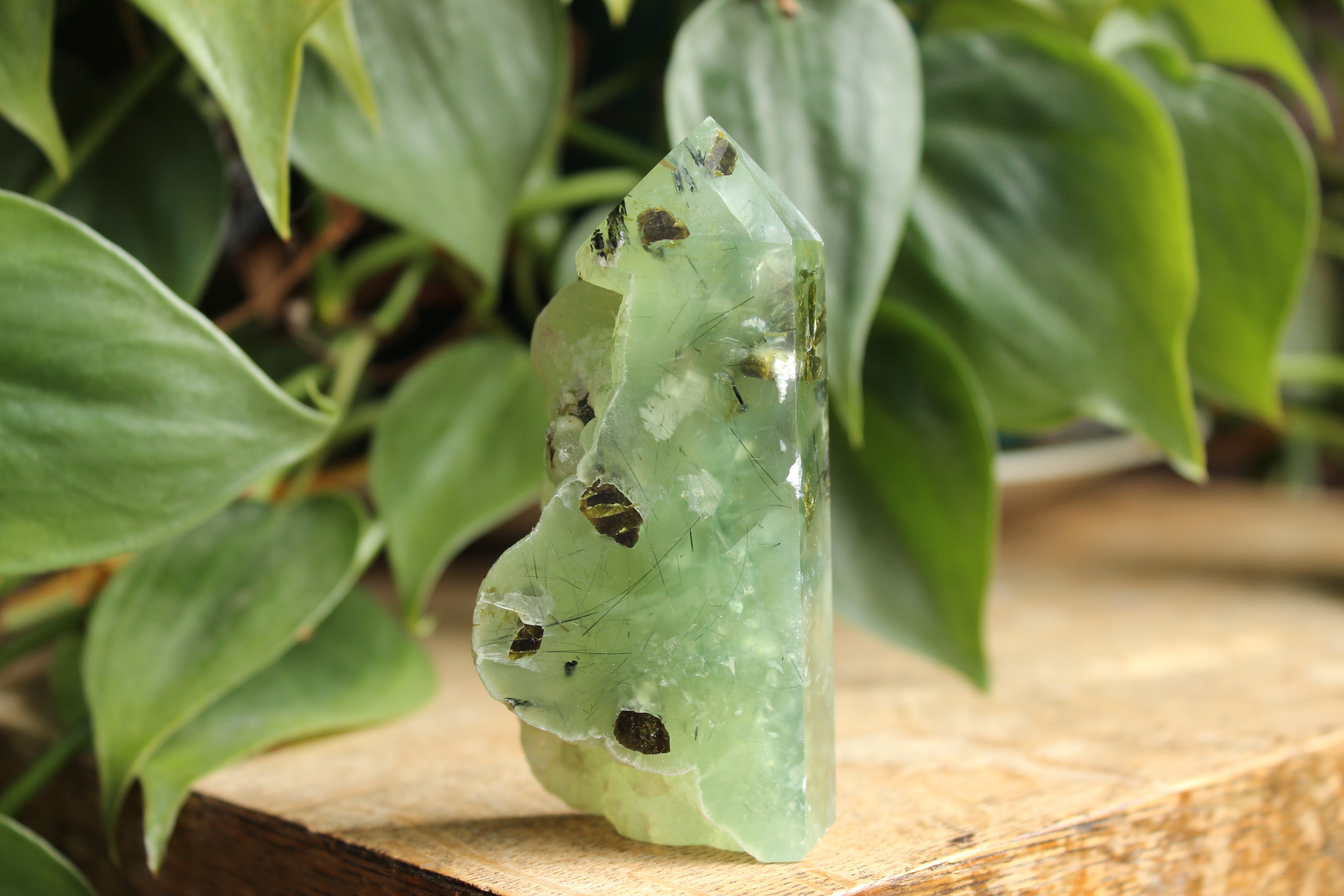 Semi polished prehnite tower 1, new