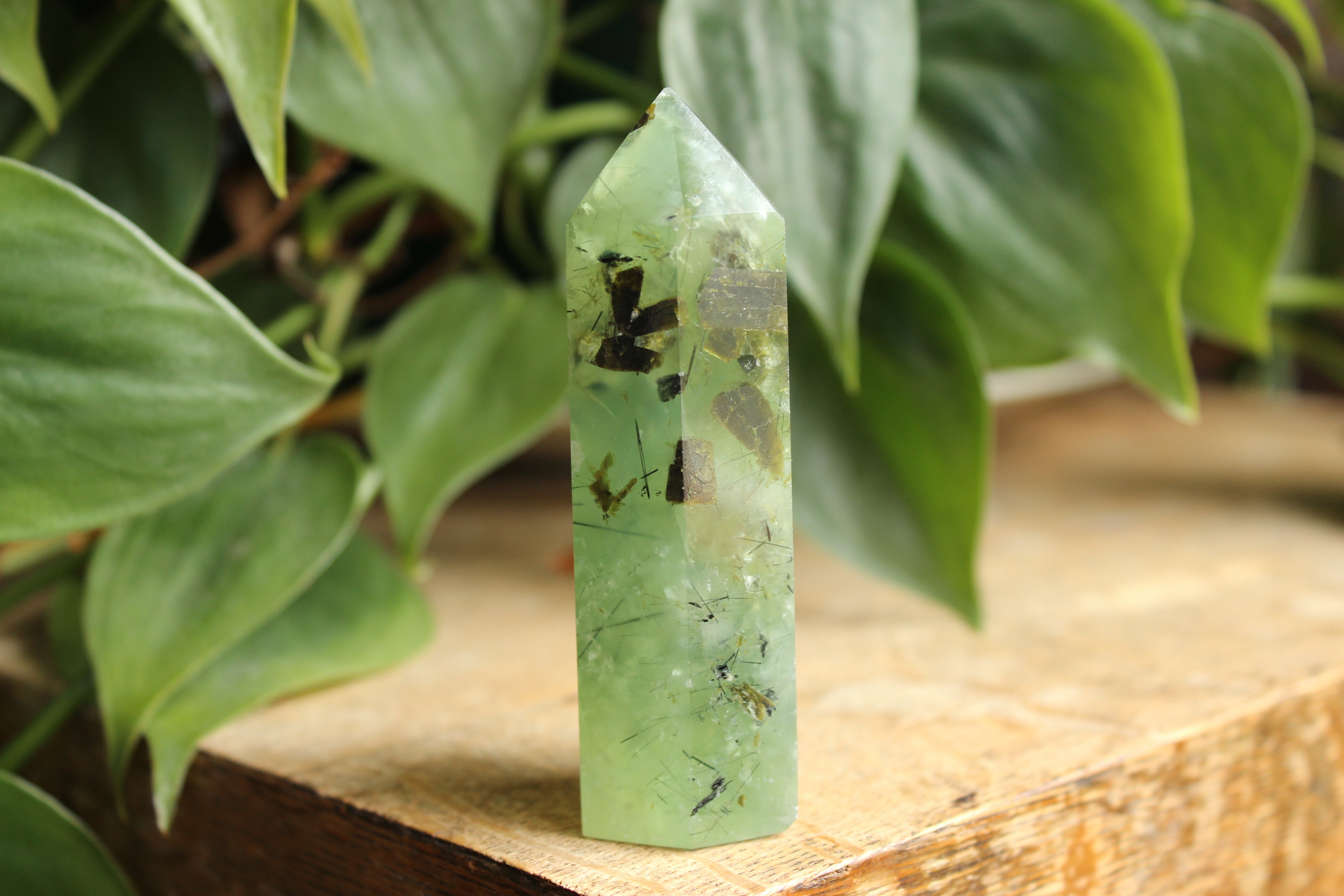 Semi polished prehnite tower 1, new