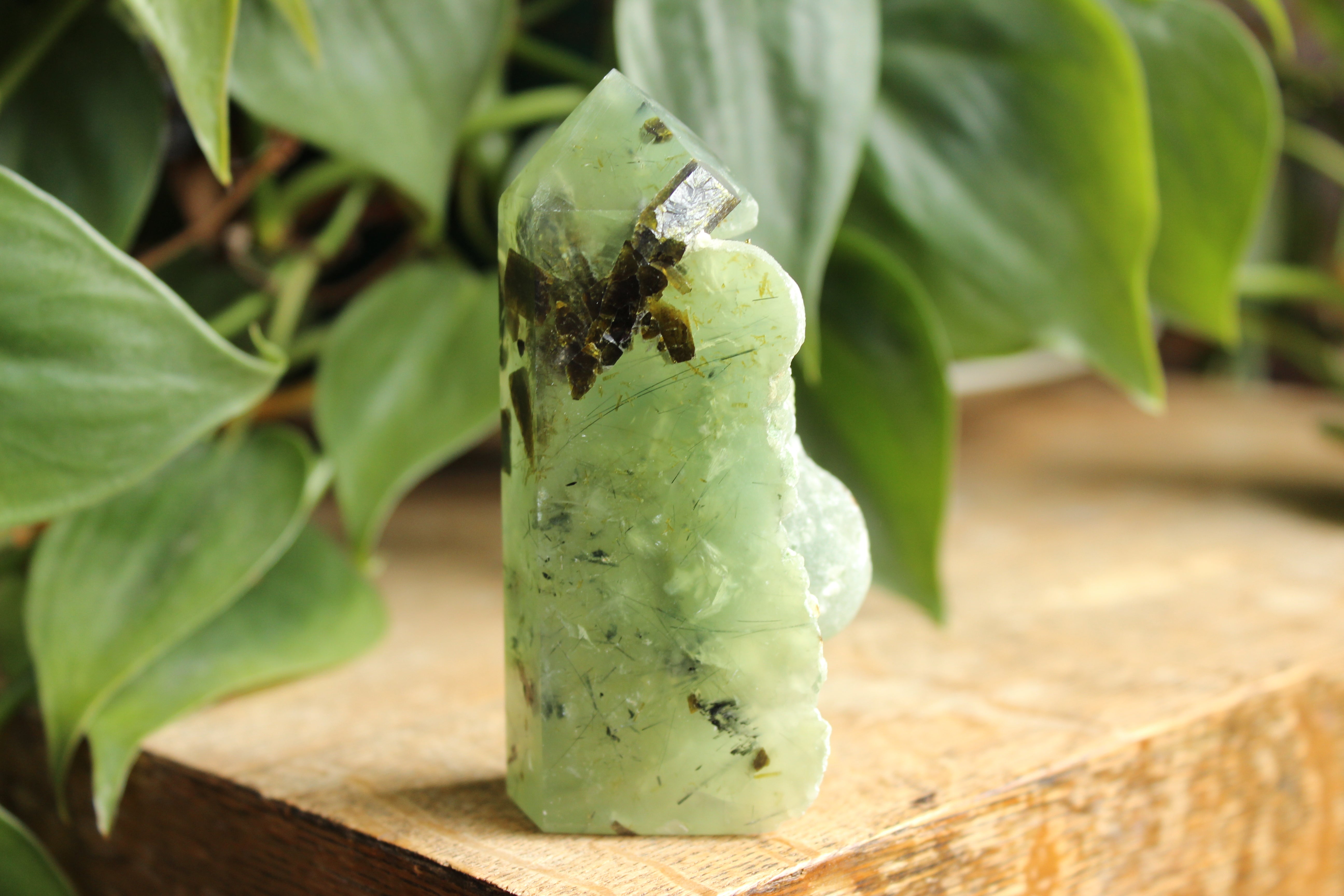 Semi polished prehnite tower 1, new