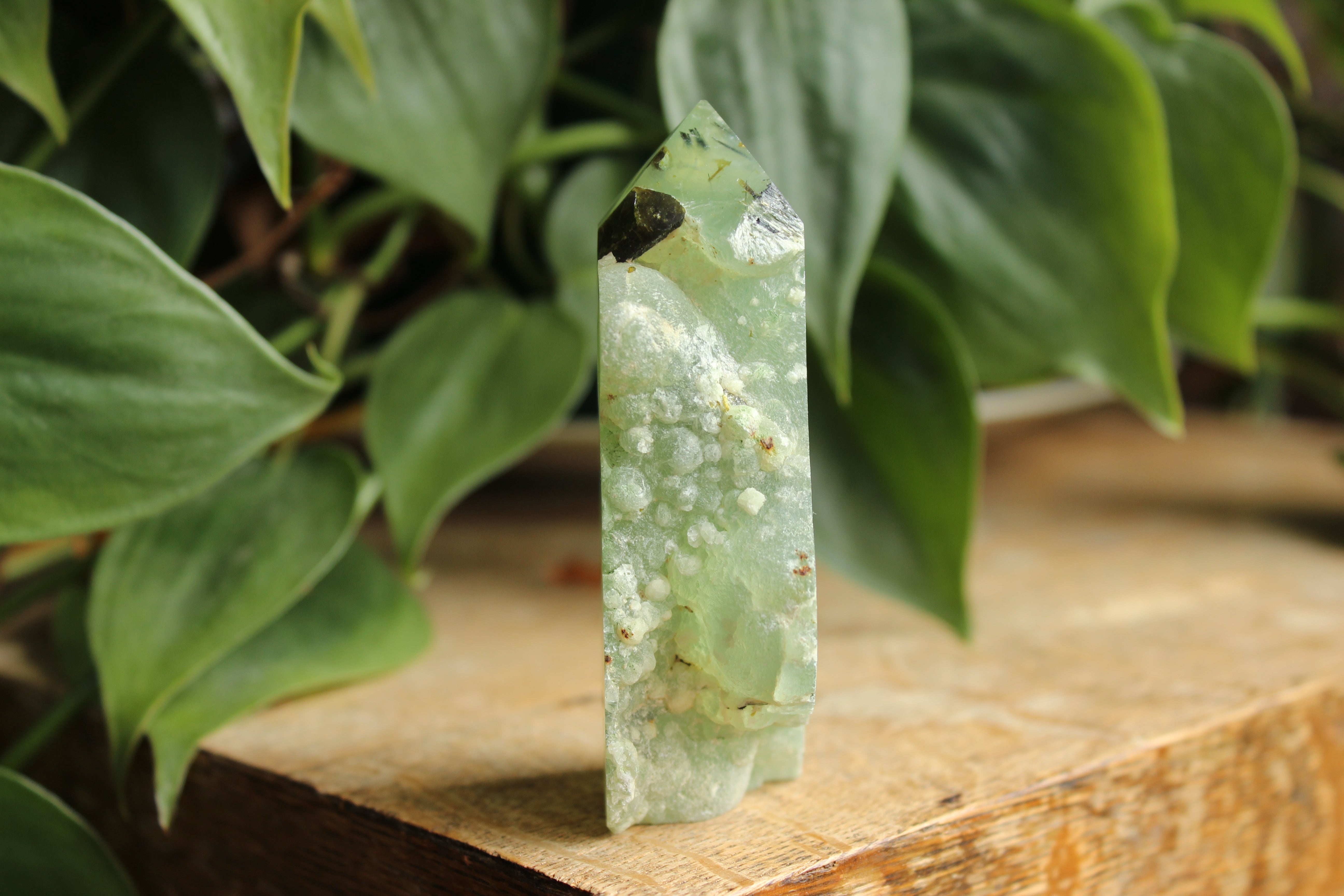 Semi polished prehnite tower 1, new