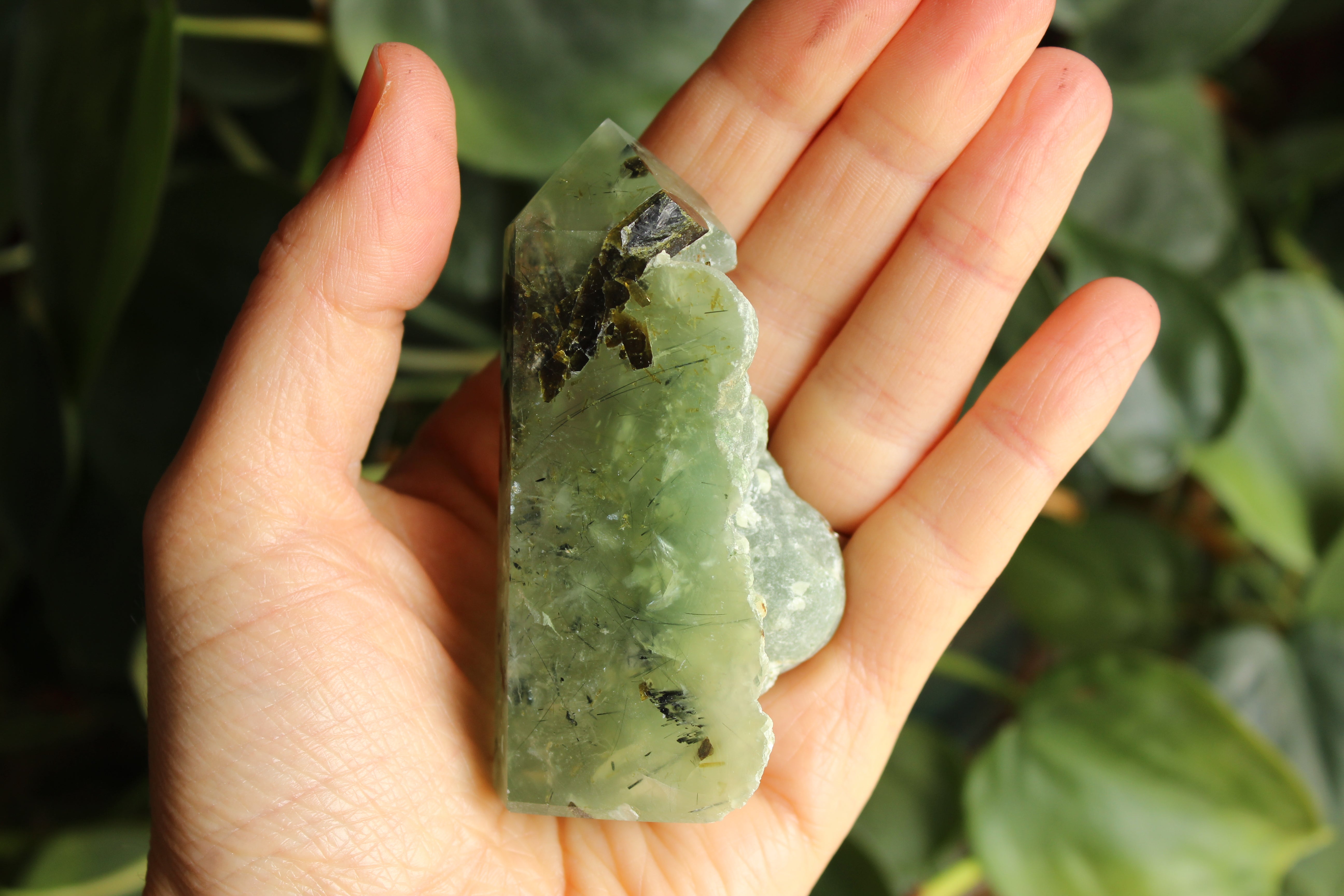 Semi polished prehnite tower 1, new