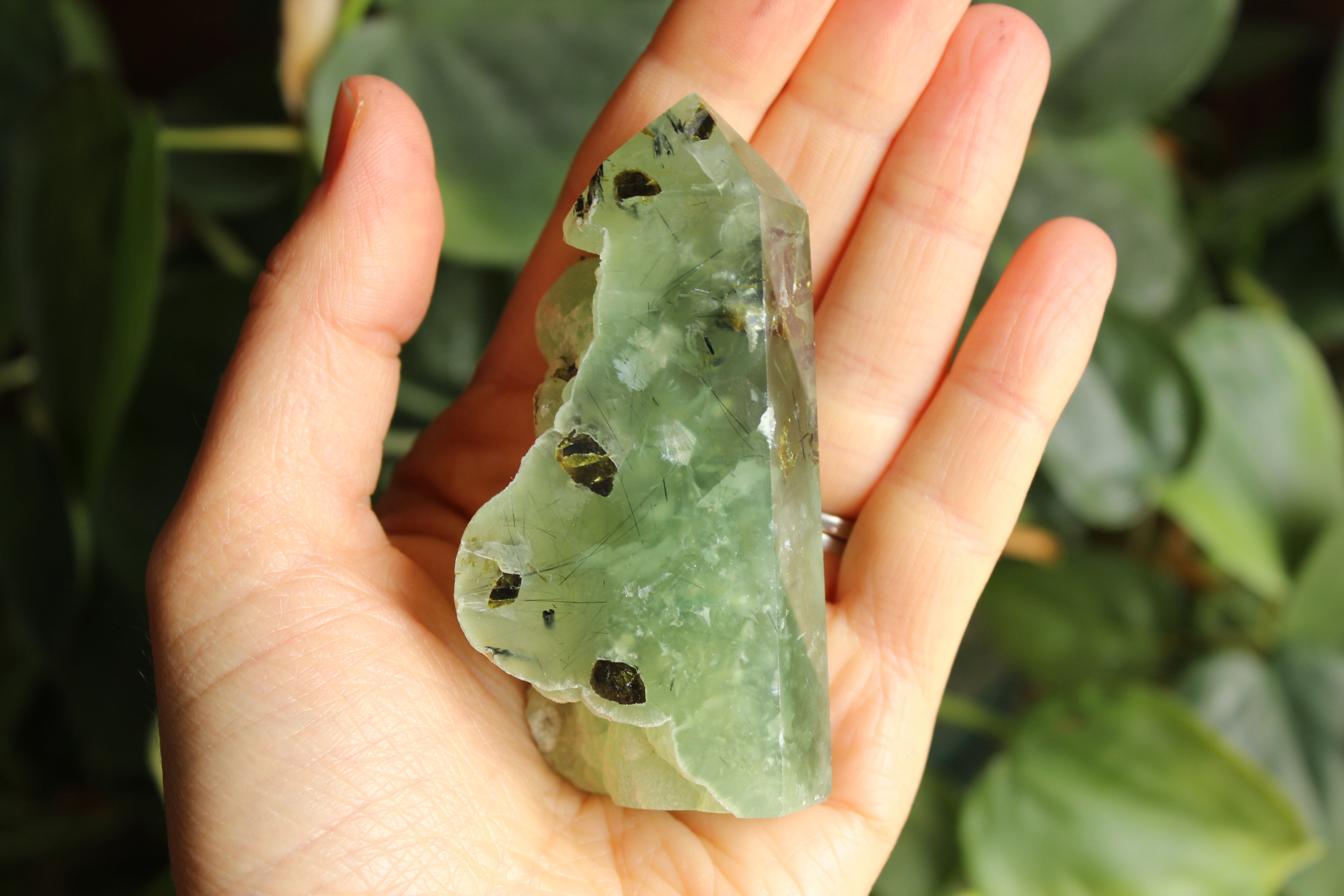 Semi polished prehnite tower 1, new