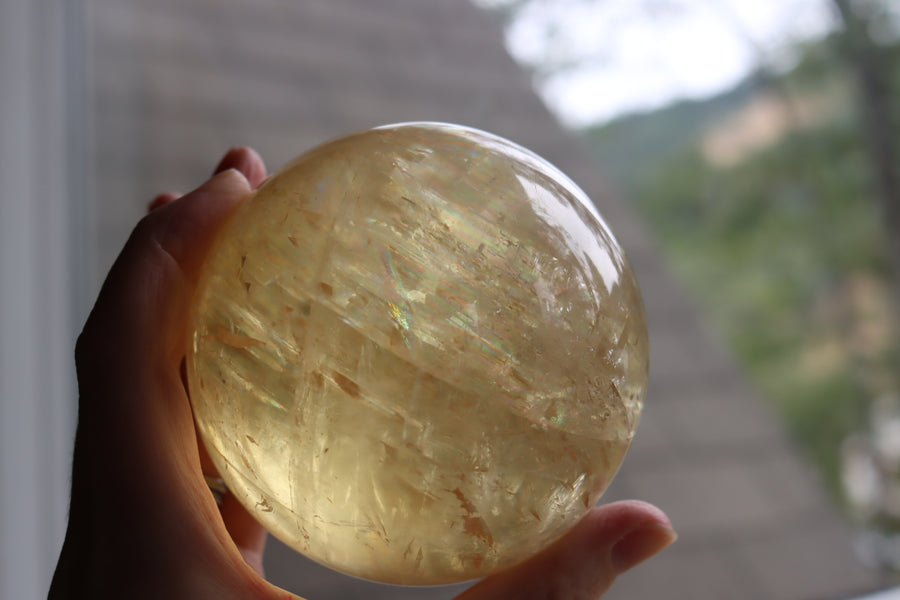 Honey calcite sphere 1