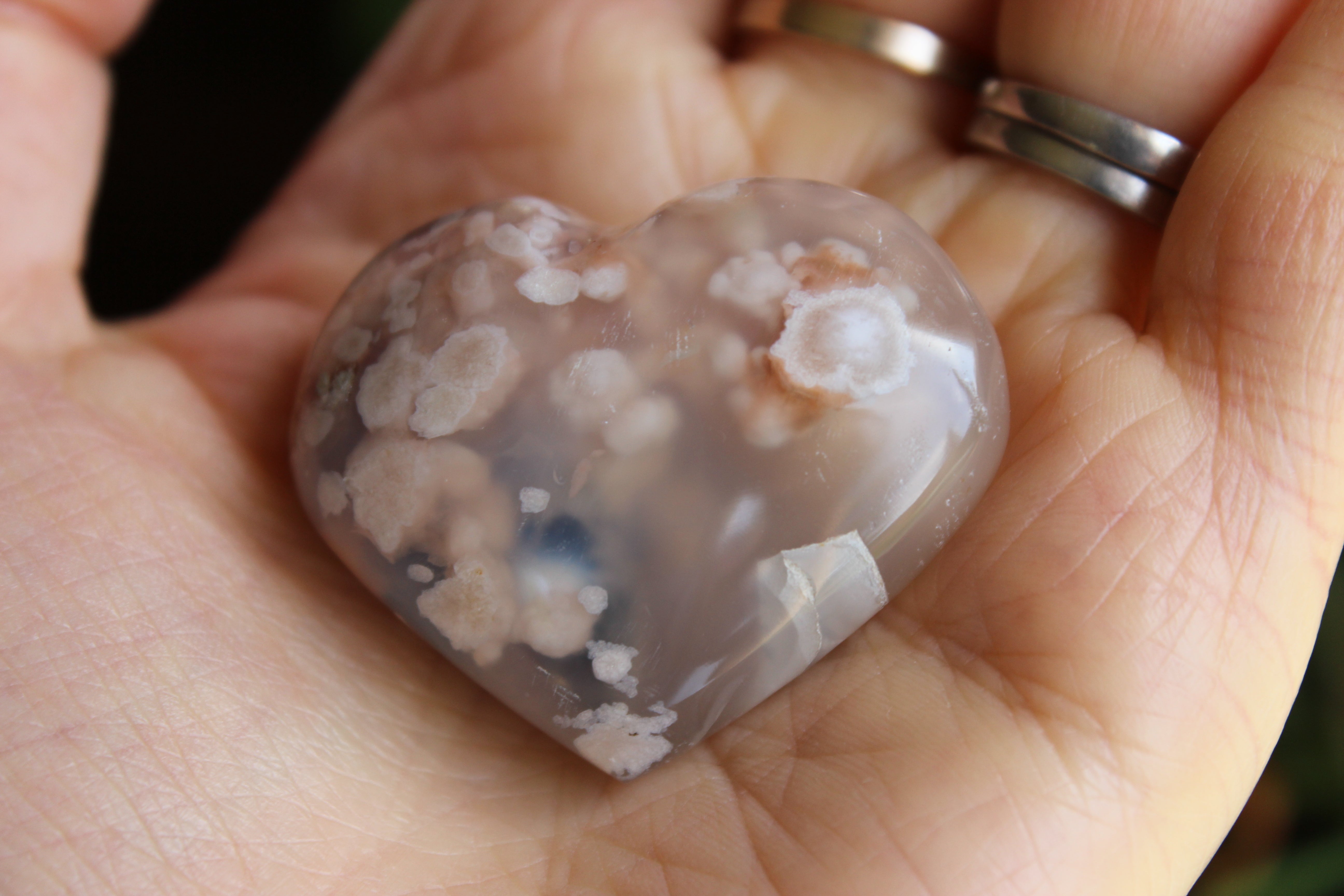 Flower agate heart 1, new