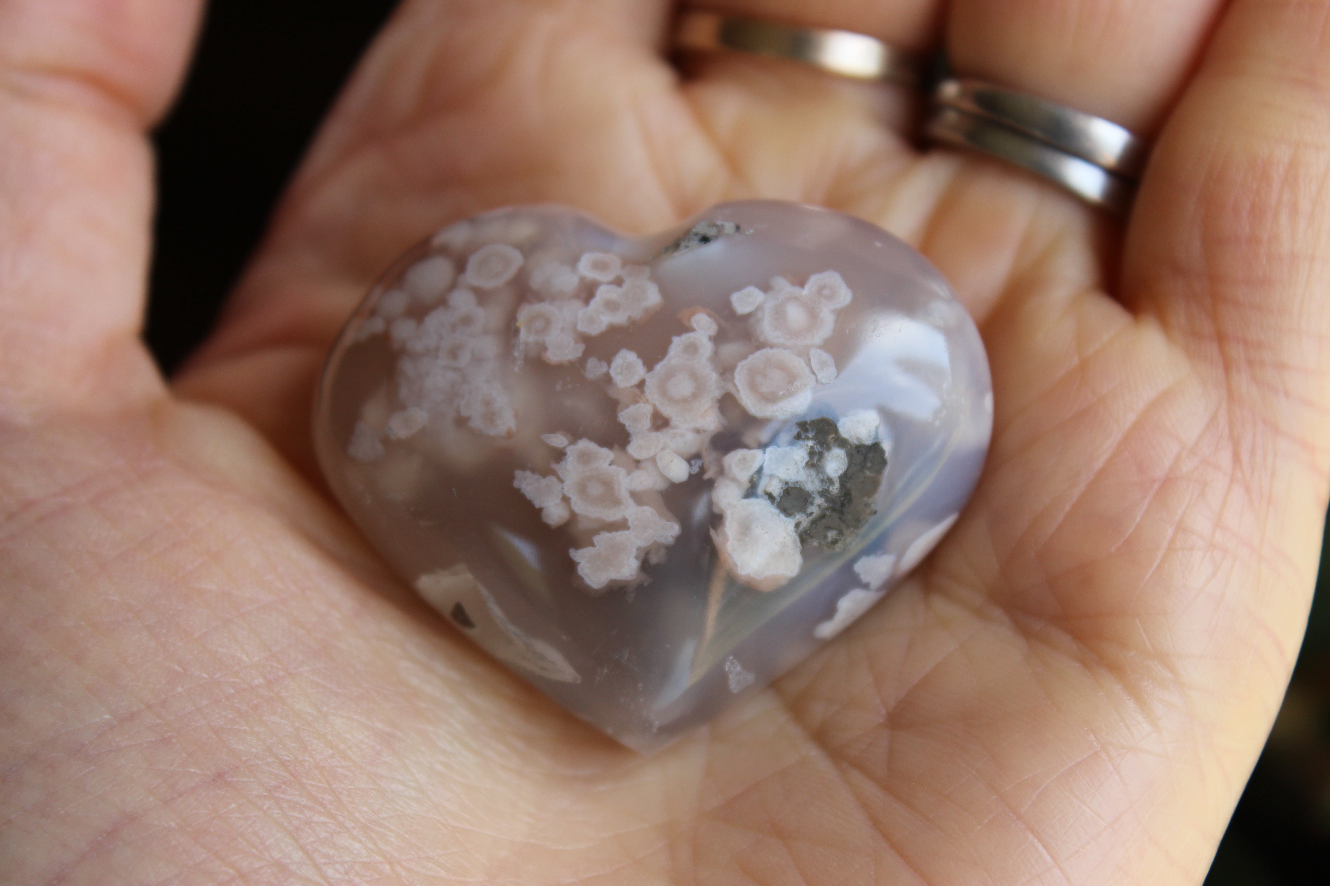 Flower agate heart 1, new