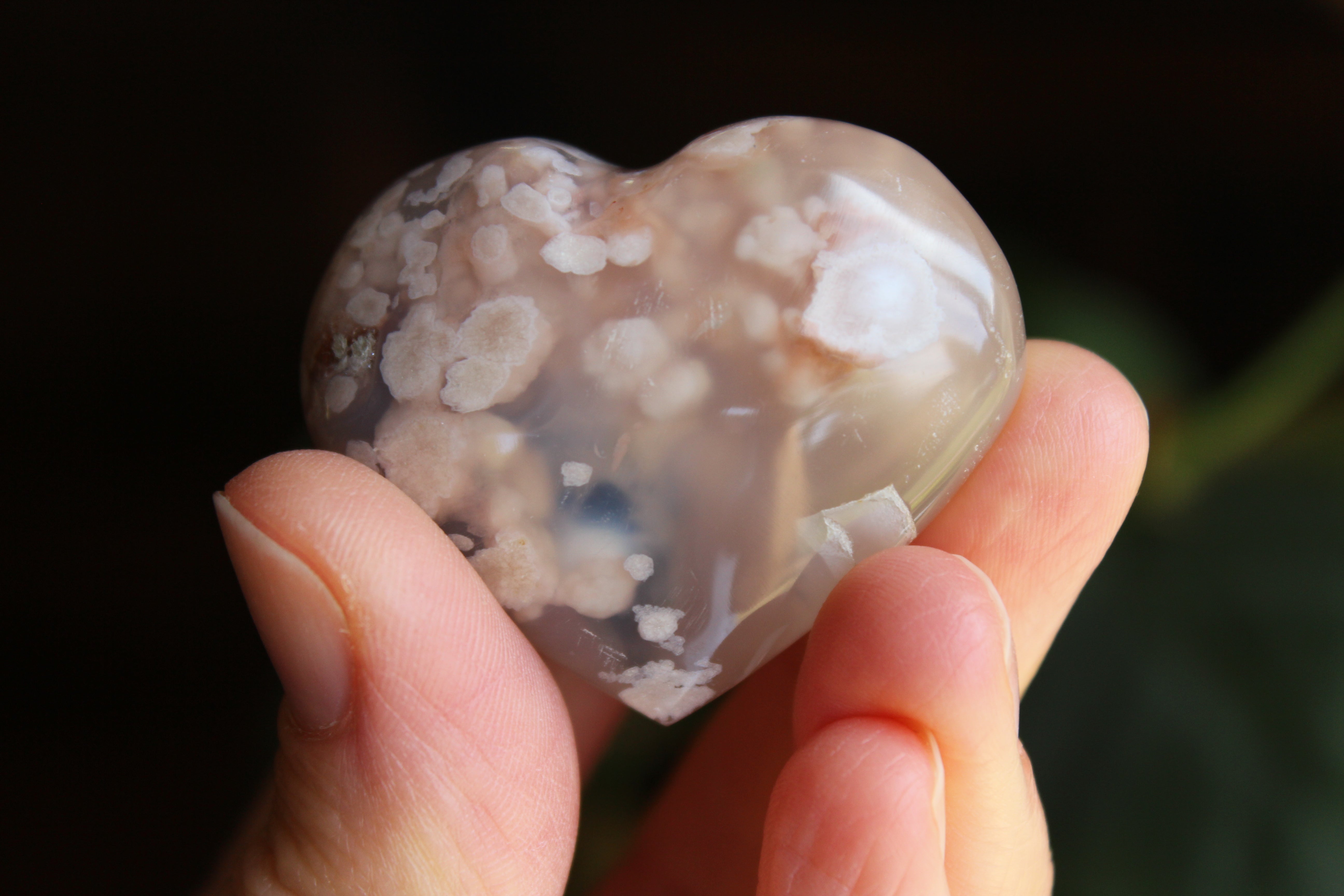 Flower agate heart 1, new