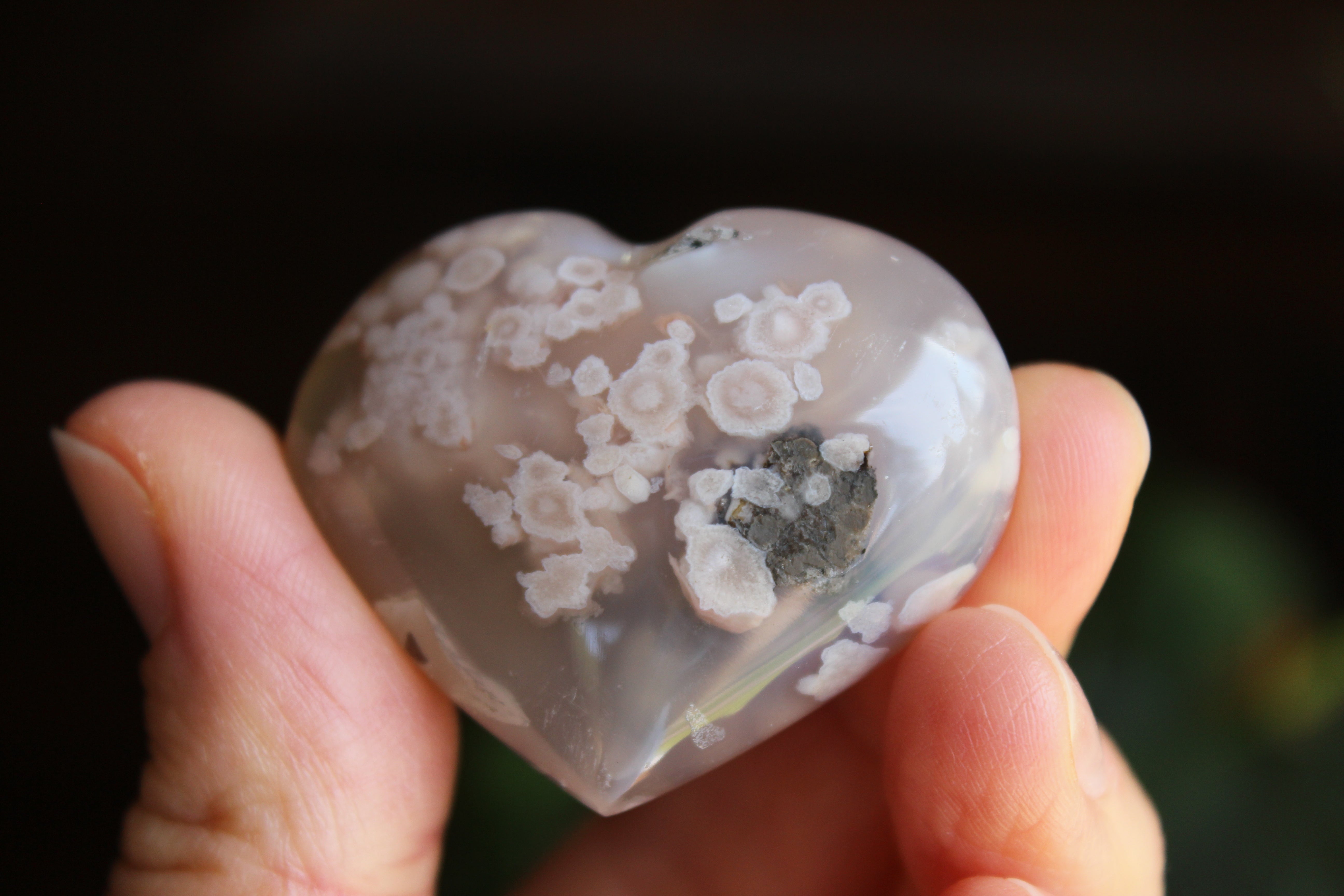 Flower agate heart 1, new