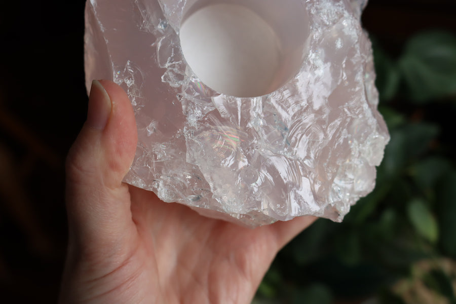 Rose quartz candle/plant holder 2