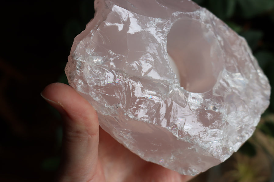 Rose quartz candle/plant holder 2