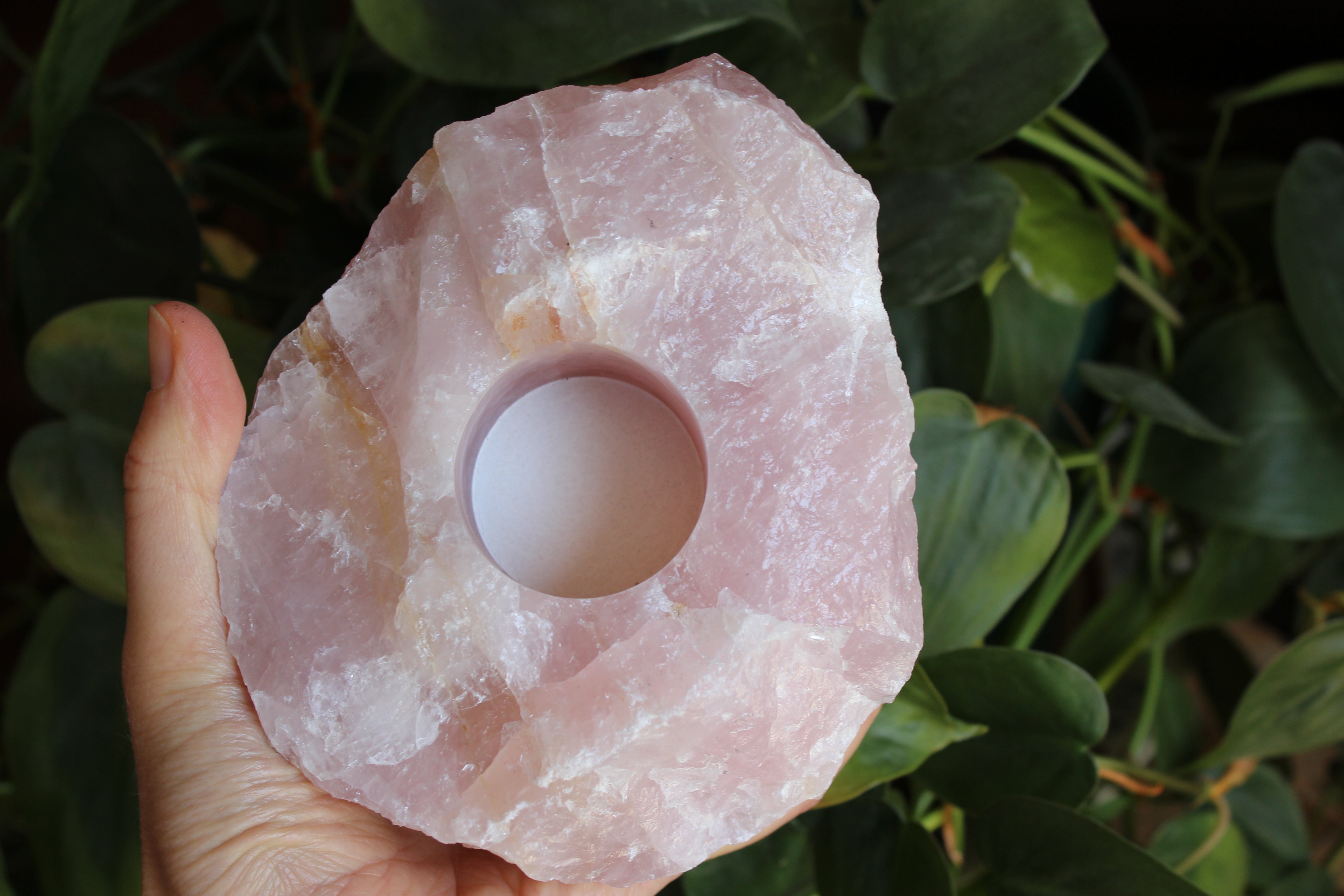 Rose quartz candle holder 2, new