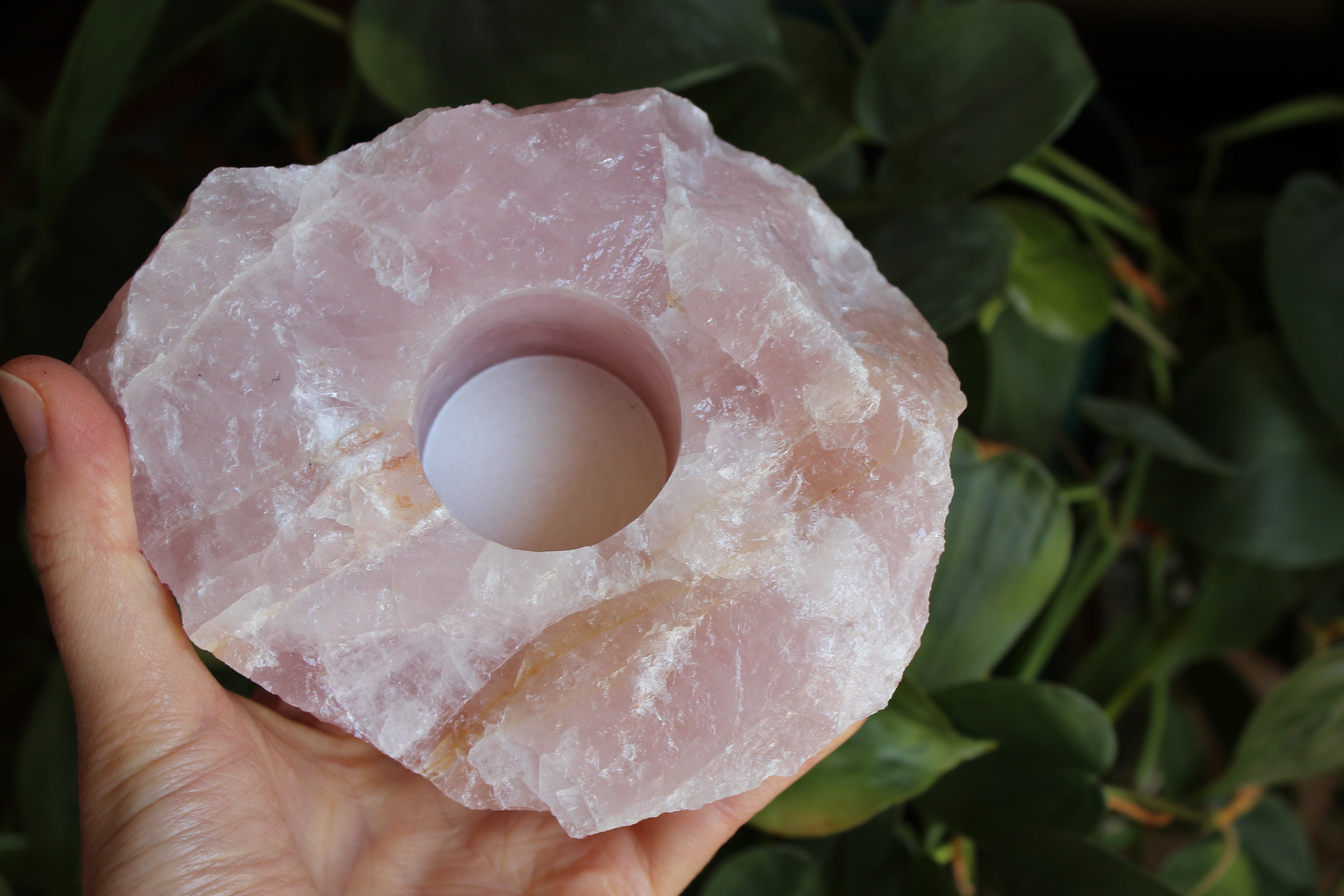 Rose quartz candle holder 2, new