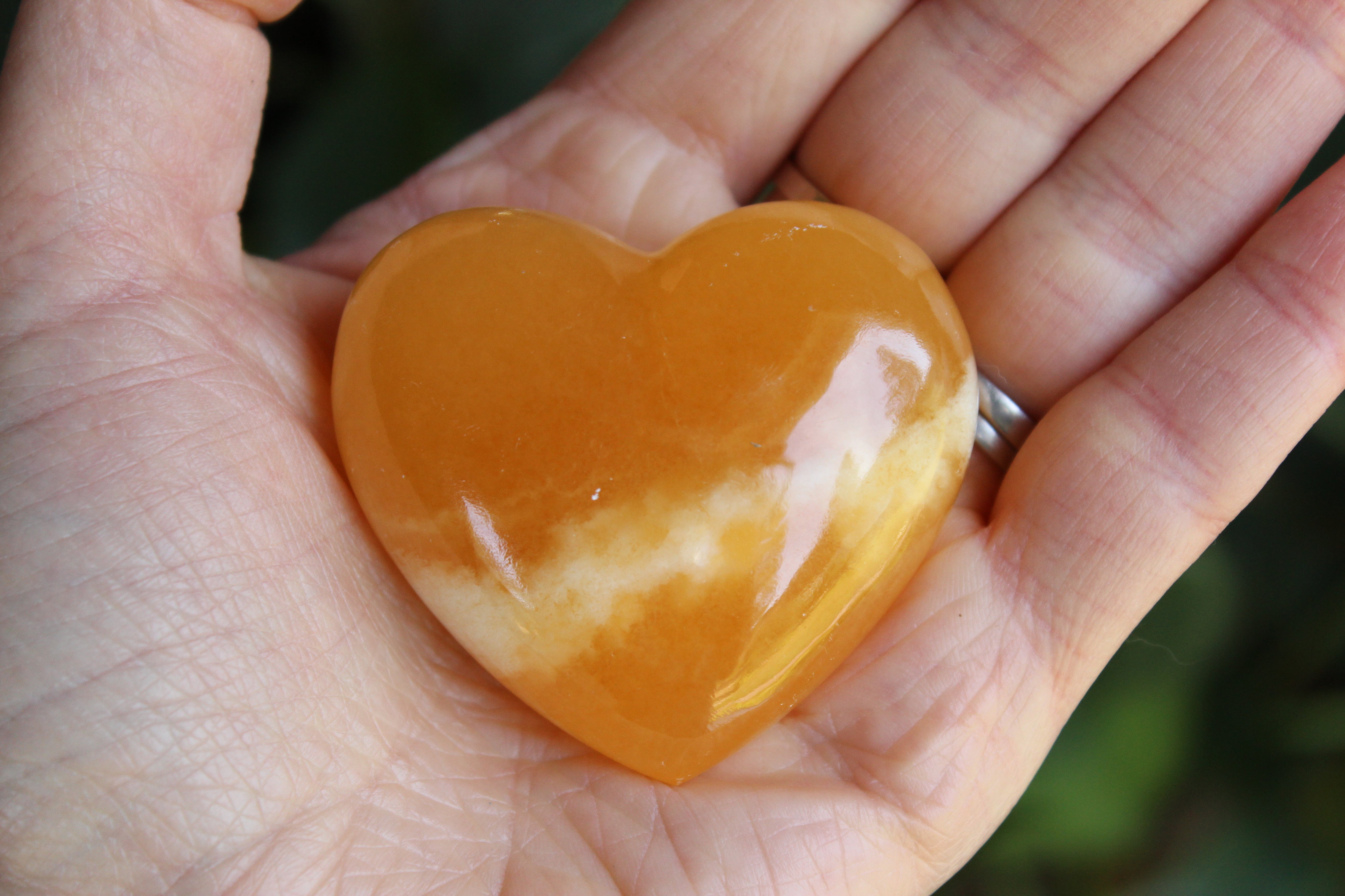Orange calcite heart 1, new
